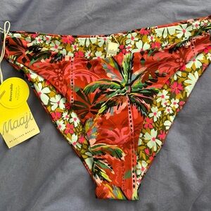 Maaji Tropical Reversible Bikini Bottom - Red and Green